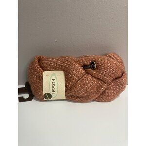 Fossil Shiloh Shine Braided Winter Knit Stretch Headband Dusty Rose Pink